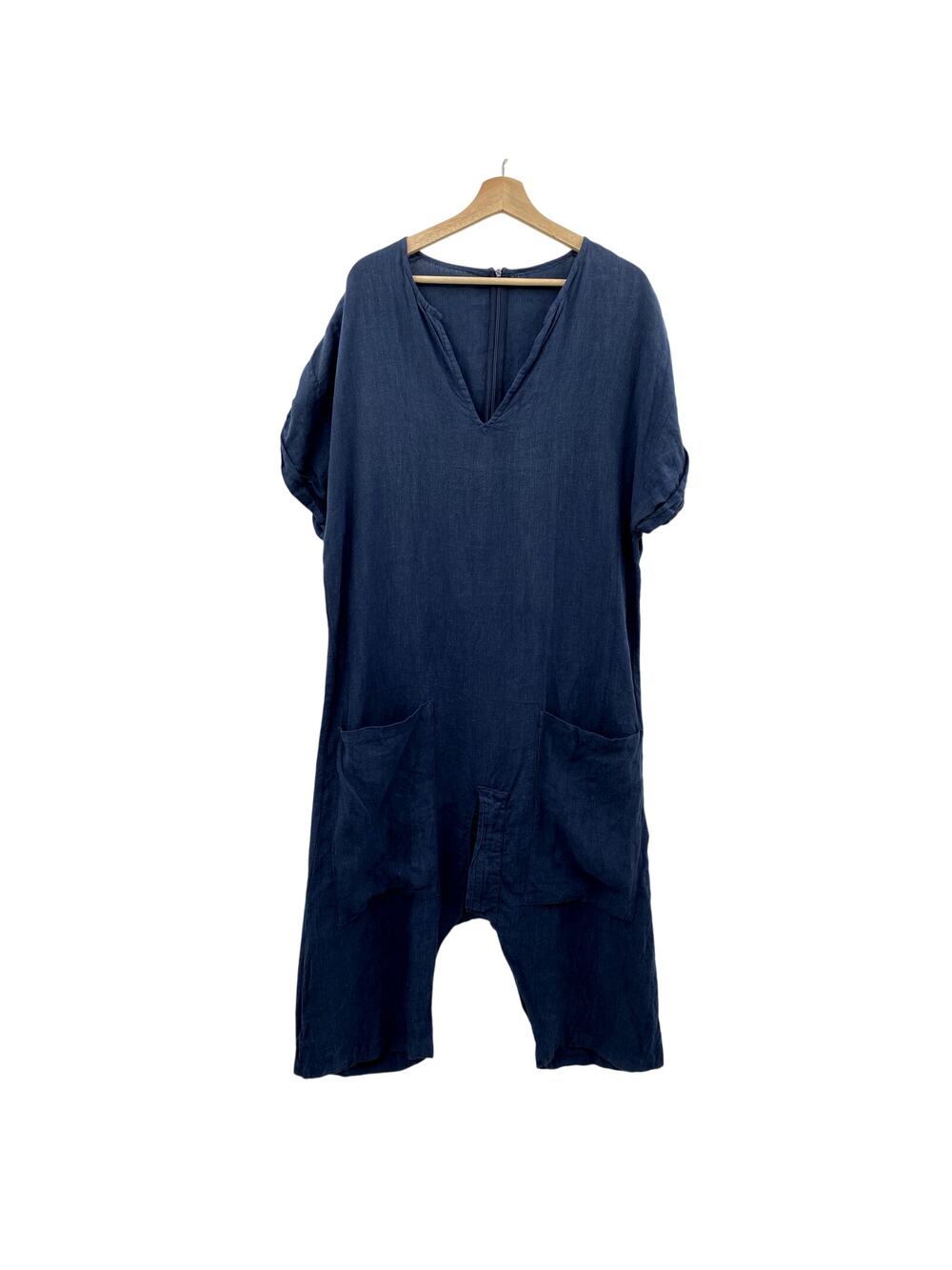 Yume S Lagenlook Navy linen Jumpsuit